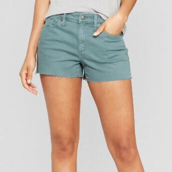 UNIVERSAL THREAD Dusk Green High Rise Shortie Raw Hem Short 10/30 - Picture 2 of 9